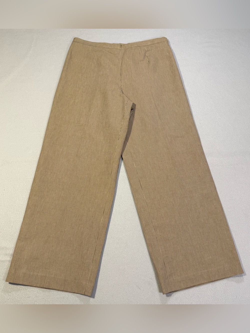 Talbots Petites Size 14 Tan Pinstripe Wide Leg Career Dress Pants Lined